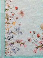 Janasya Sea Green Cotton Linen Floral Printed Saree - Distacart