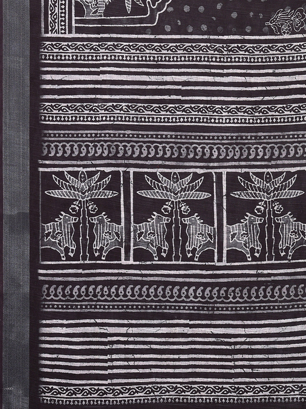 Janasya Black Cotton Linen Polka Printed Saree - Distacart