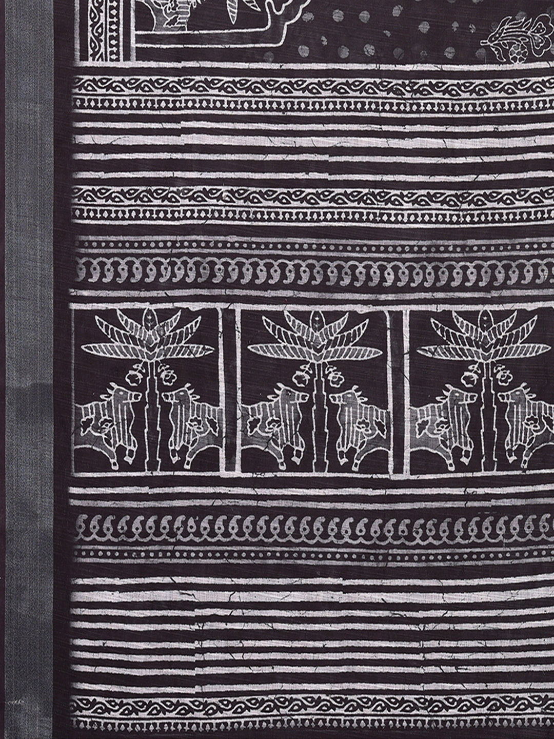 Janasya Black Cotton Linen Polka Printed Saree - Distacart