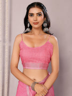 Janasya Pink Cotton Linen Floral Printed Saree - Distacart