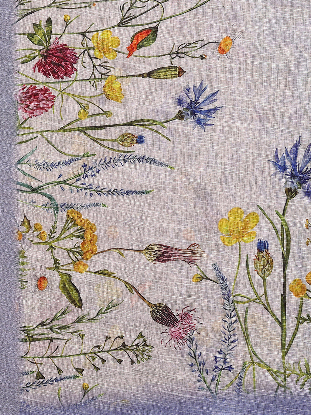 Janasya Lavender Cotton Linen Floral Printed Saree - Distacart