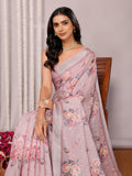 Janasya Mauve Cotton Linen Floral Printed Saree - Distacart