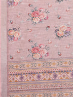 Janasya Mauve Cotton Linen Floral Printed Saree - Distacart