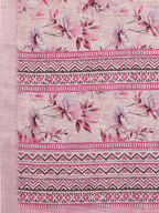 Janasya Pink Cotton Linen Floral Printed Saree - Distacart