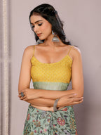 Janasya Sage Green Cotton Linen Floral Printed Saree - Distacart