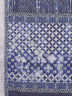 Janasya Navy Blue Cotton Linen Block Print Printed Saree - Distacart
