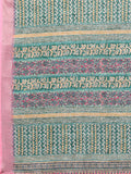 Janasya Green Cotton Linen Chevron Printed Saree - Distacart