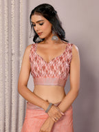 Janasya Peach Cotton Linen Ikkat Printed Saree - Distacart