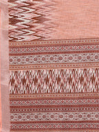 Janasya Peach Cotton Linen Ikkat Printed Saree - Distacart