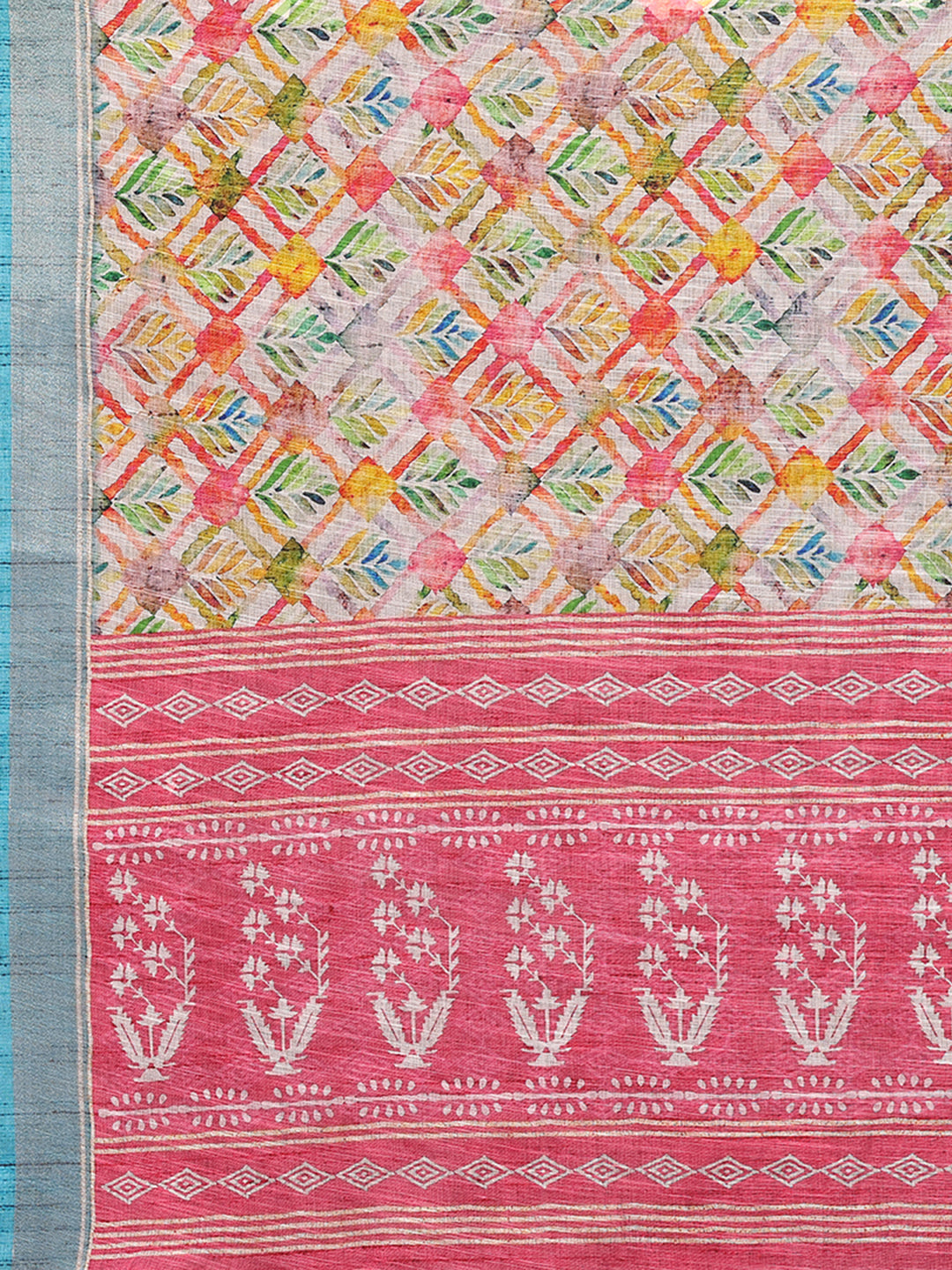 Janasya Multicolor Cotton Linen Floral Printed Saree - Distacart