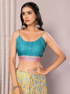 Janasya Yellow Cotton Linen Ethnic Motifs Printed Saree - Distacart