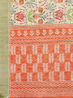 Janasya Light Green Cotton Linen Floral Printed Saree - Distacart
