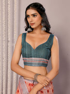 Janasya Orange Cotton Linen Block Print Printed Saree - Distacart