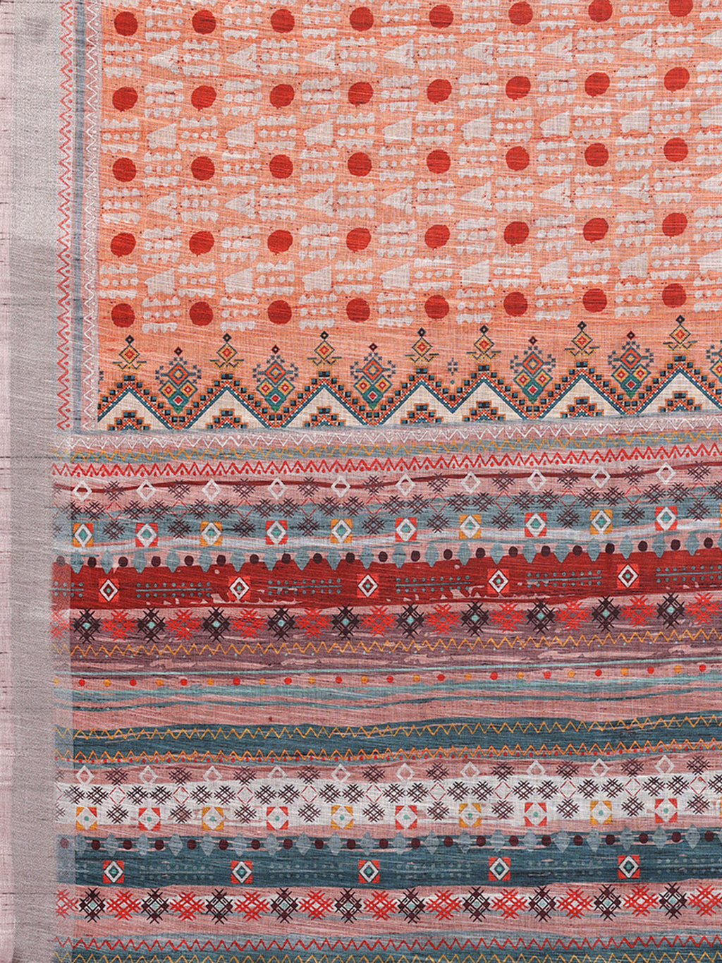 Janasya Orange Cotton Linen Block Print Printed Saree - Distacart