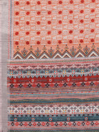 Janasya Orange Cotton Linen Block Print Printed Saree - Distacart