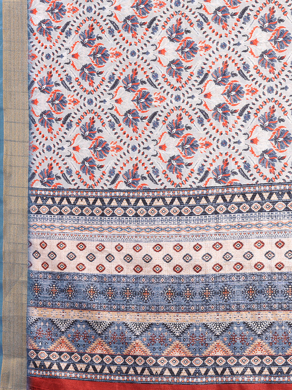 Janasya Light Blue Chanderi Silk Ethnic Print Printed Saree - Distacart