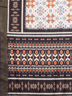 Janasya White & Black Chanderi Silk Ikkat Printed Saree - Distacart