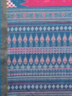 Janasya Pink & Blue Chanderi Silk Geometric Printed Saree - Distacart