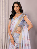 Janasya Light Blue Chanderi Silk Floral Printed Saree - Distacart