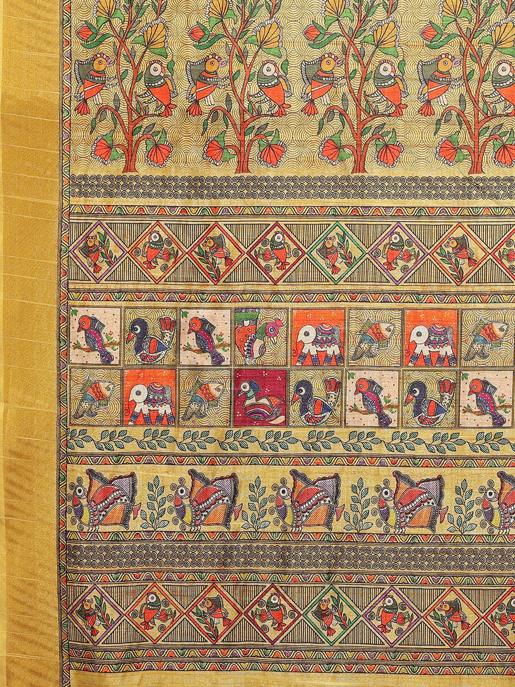 Janasya Yellow Chanderi Silk Kalamkari Printed Saree - Distacart