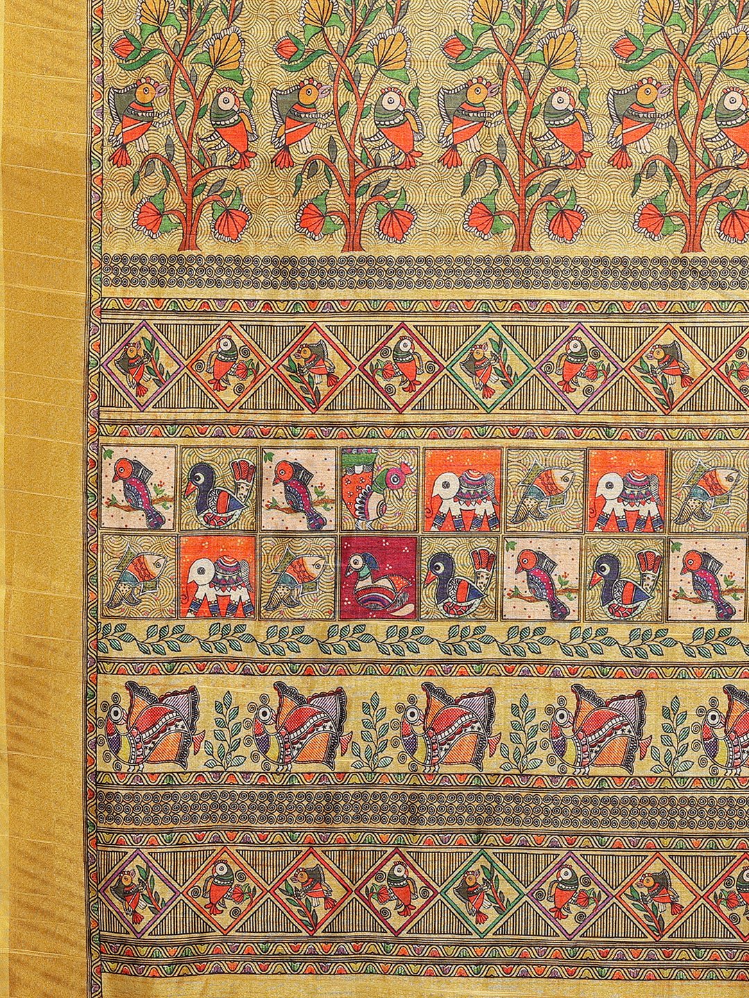 Janasya Yellow Chanderi Silk Kalamkari Printed Saree - Distacart