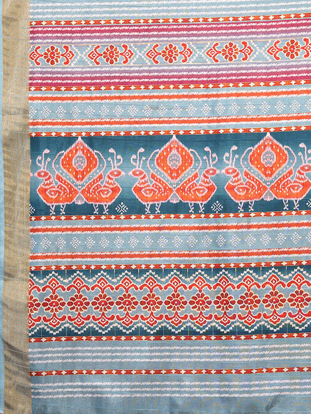 Janasya Orange Chanderi Silk Ikkat Printed Saree - Distacart