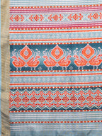 Janasya Orange Chanderi Silk Ikkat Printed Saree - Distacart