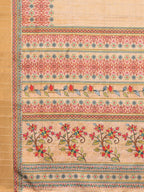 Janasya Beige Chanderi Silk Floral Printed Saree - Distacart
