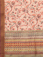 Janasya Peach Chanderi Silk Floral Printed Saree - Distacart