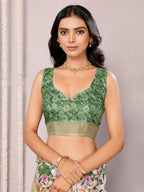 Janasya Green Chanderi Silk Floral Printed Saree - Distacart