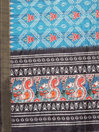 Janasya Blue Chanderi Silk Ikkat Printed Saree - Distacart