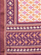 Janasya White & Purple Chanderi Silk Ikkat Printed Saree - Distacart