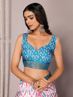Janasya Blue Chanderi Silk Ikkat Printed Saree - Distacart