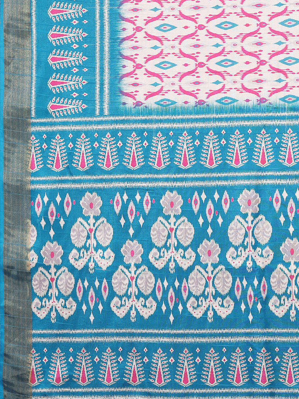 Janasya Blue Chanderi Silk Ikkat Printed Saree - Distacart