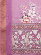 Janasya Purple Chanderi Silk Floral Printed Saree - Distacart