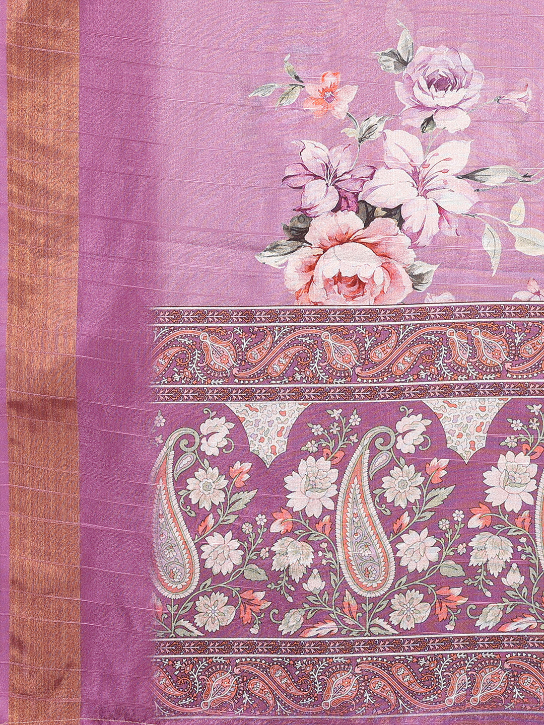 Janasya Purple Chanderi Silk Floral Printed Saree - Distacart