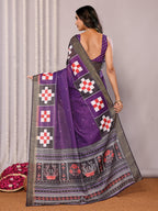 Janasya Purple Chanderi Silk Geometric Printed Saree - Distacart
