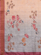 Janasya Beige Chanderi Silk Floral Printed Saree - Distacart