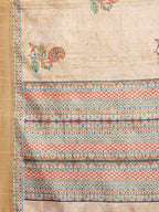 Janasya Beige Chanderi Silk Paisley Printed Saree - Distacart