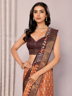 Janasya Orange Chanderi Silk Ikkat Printed Saree - Distacart