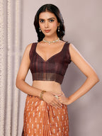 Janasya Orange Chanderi Silk Ikkat Printed Saree - Distacart