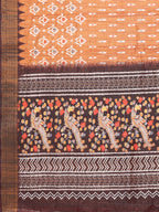 Janasya Orange Chanderi Silk Ikkat Printed Saree - Distacart