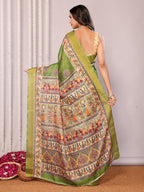 Janasya Green Chanderi Silk Kalamkari Printed Saree - Distacart