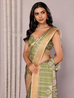 Janasya Green Chanderi Silk Ikkat Printed Saree - Distacart