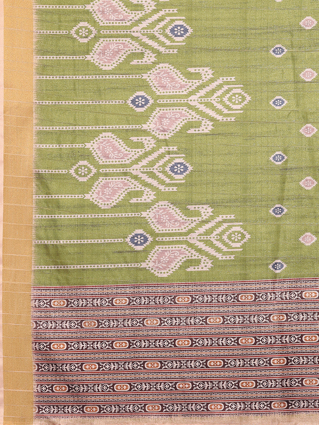 Janasya Green Chanderi Silk Ikkat Printed Saree - Distacart