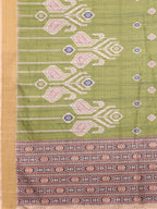 Janasya Green Chanderi Silk Ikkat Printed Saree - Distacart