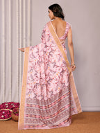 Janasya Light Pink Chanderi Silk Floral Printed Saree - Distacart