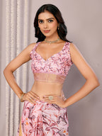 Janasya Light Pink Chanderi Silk Floral Printed Saree - Distacart