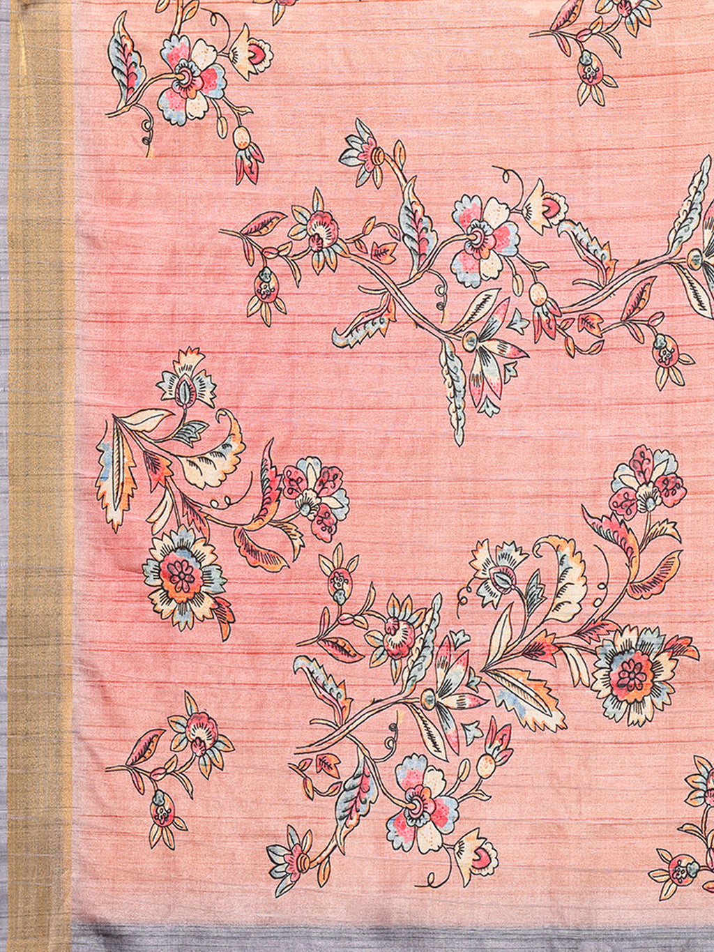 Janasya Peach Chanderi Silk Floral Printed Saree - Distacart