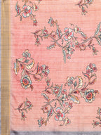 Janasya Peach Chanderi Silk Floral Printed Saree - Distacart